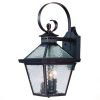 Bronze And Clear Three Light Hammered Dimmable Outdoor Hanging Lights With Bronze And Clear Shades