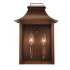 Copper And Clear Two Light Transparent Dimmable Outdoor Hanging Lights With Copper And Clear Shades