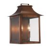 Copper And Clear Two Light Transparent Dimmable Outdoor Hanging Lights With Copper And Clear Shades