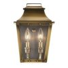 Brass And Clear Two Light Transparent Dimmable Outdoor Hanging Lights With Brass And Clear Shades