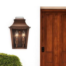 Two Light Transparent Dimmable Outdoor Hanging Lights With Copper And Clear Shades