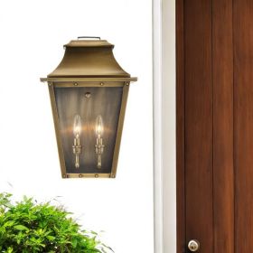 Two Light Transparent Dimmable Outdoor Hanging Lights With Brass And Clear Shades