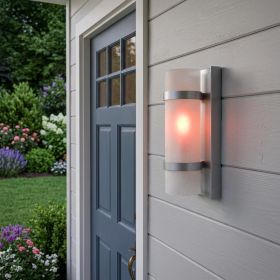 Brushed Silver and White Glass Wall Sconce
