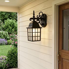 Dark Brown Window Pane Lantern Wall Light
