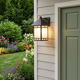 XL Antique Bronze Frosted Glass Lantern Wall Light