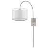 44" Clear Silver And White Metal And Sheer Fabric Flush Mount Wall Sconce
