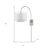 44" Clear Silver And White Metal And Sheer Fabric Flush Mount Wall Sconce