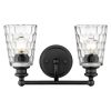 9" Black And Clear Metal and Glass Vanity Flush Mounted Sconce