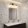 12" Brass And White Metal and Glass Vanity Flush Mounted Sconce