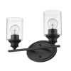 14" Black And Clear Metal and Glass Two Lights Flush Mounted Sconce