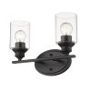 14" Black And Clear Metal and Glass Two Lights Flush Mounted Sconce