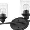 14" Black And Clear Metal and Glass Two Lights Flush Mounted Sconce