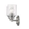 10" Silver And Clear Metal and Glass Vanity Flush Mounted Sconce