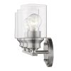 10" Clear And Silver Metal and Glass Vanity Flush Mounted Sconce