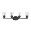 10" Black And Clear Metal and Glass Vanity Flush Mounted Sconce