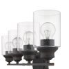 10" Black And Clear Metal and Glass Vanity Flush Mounted Sconce