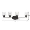 10" Black And Clear Metal and Glass Vanity Flush Mounted Sconce