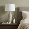 33" Light Gray Ceramic Table Lamp With White Drum Shade