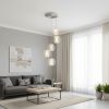 Five Light Acrylic and Steel Shade Hanging Globe Light