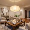 Shanghai 1-Light Brushed Nickel Pendant With Sheer Pearl Ribbon Shade