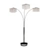 84" Silver Metal Three Light Arched Floor Lamp With Clear Crystal Square Shade