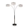 84" Silver Metal Three Light Arched Floor Lamp With Clear Crystal Square Shade