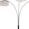 84" Silver Metal Three Light Arched Floor Lamp With Clear Crystal Square Shade