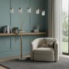 84" Gold And White Five Light Arched Floor Lamp With White Acrylic Drum Shade