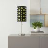 33" Silver Metal Mod Table Lamp With Black And Green Drum Shade