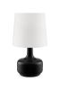 17" Black Metal Bedside Table Lamp With White Shade