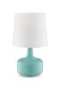 17" Blue Metal Bedside Table Lamp With White Shade