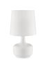 17" White Metal Bedside Table Lamp With Off-White Shade