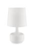 17" White Metal Bedside Table Lamp With Off-White Shade