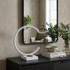 14" White Metal LED with USB Wireless Charger Table Lamp