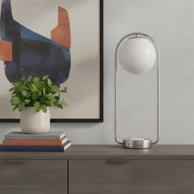 19" Silver Clip Globe USB Table Lamp
