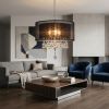 Contempo Silver Ceiling Lamp with Black Shade and Crystal Accents