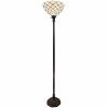 62" Brown And White Floor Lamp With White Glass Bowl Shade