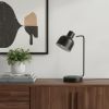 15" Black Metal Desk USB Table Lamp With Black Shade