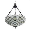 Black And White Unique Statement Three Light Glass Dimmable Chandelier With Black And White Shades