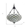 Black And White Unique Statement Three Light Glass Dimmable Chandelier With Black And White Shades