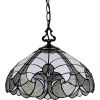 Black And White Unique Statement Two Light Glass Dimmable Chandelier With Black And White Shades