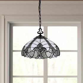 Black And White Unique Statement Two Light Glass Dimmable Chandelier With Black And White Shades