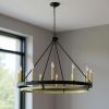 Black Candle Style Twelve Light Metal Dimmable Chandelier