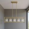 Silver Kitchen Island Five Light Metal Dimmable Chandelier With Clear Shades