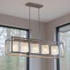 Clear Kitchen Island Five Light Metal Dimmable Chandelier With Clear Shades