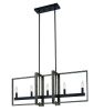 Brown And Black Kitchen Island Five Light Metal Dimmable Chandelier