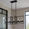 Brown And Black Kitchen Island Five Light Metal Dimmable Chandelier