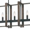 Brown And Black Kitchen Island Five Light Metal Dimmable Chandelier