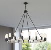 Black And Gray Candle Style Multi Light Metal Dimmable Chandelier