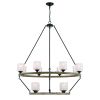 Black Candle Style Twelve Light Metal Dimmable Chandelier With White Shades